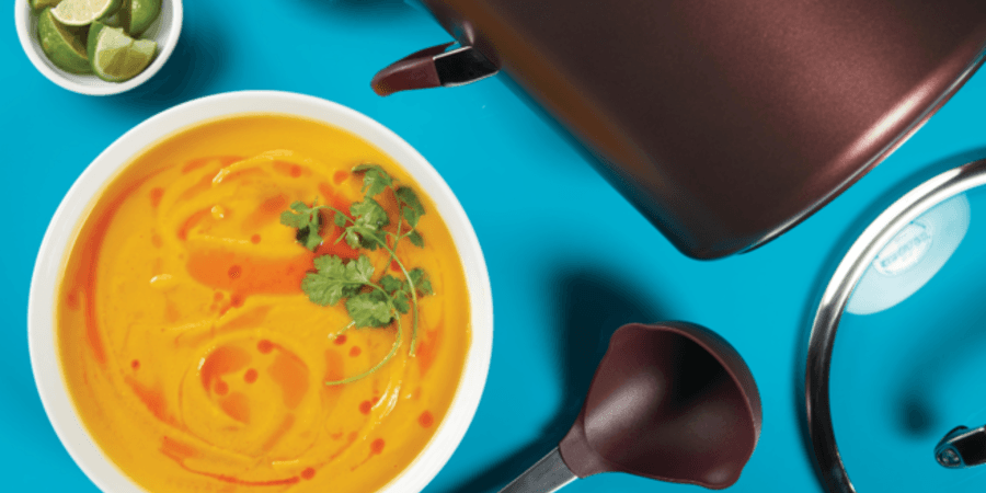 Rețetă supă cremă de dovleac thailandeză în cratița Non-Stick Circulon